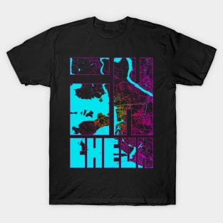 Incheon, South Korea City Map Typography - Neon T-Shirt